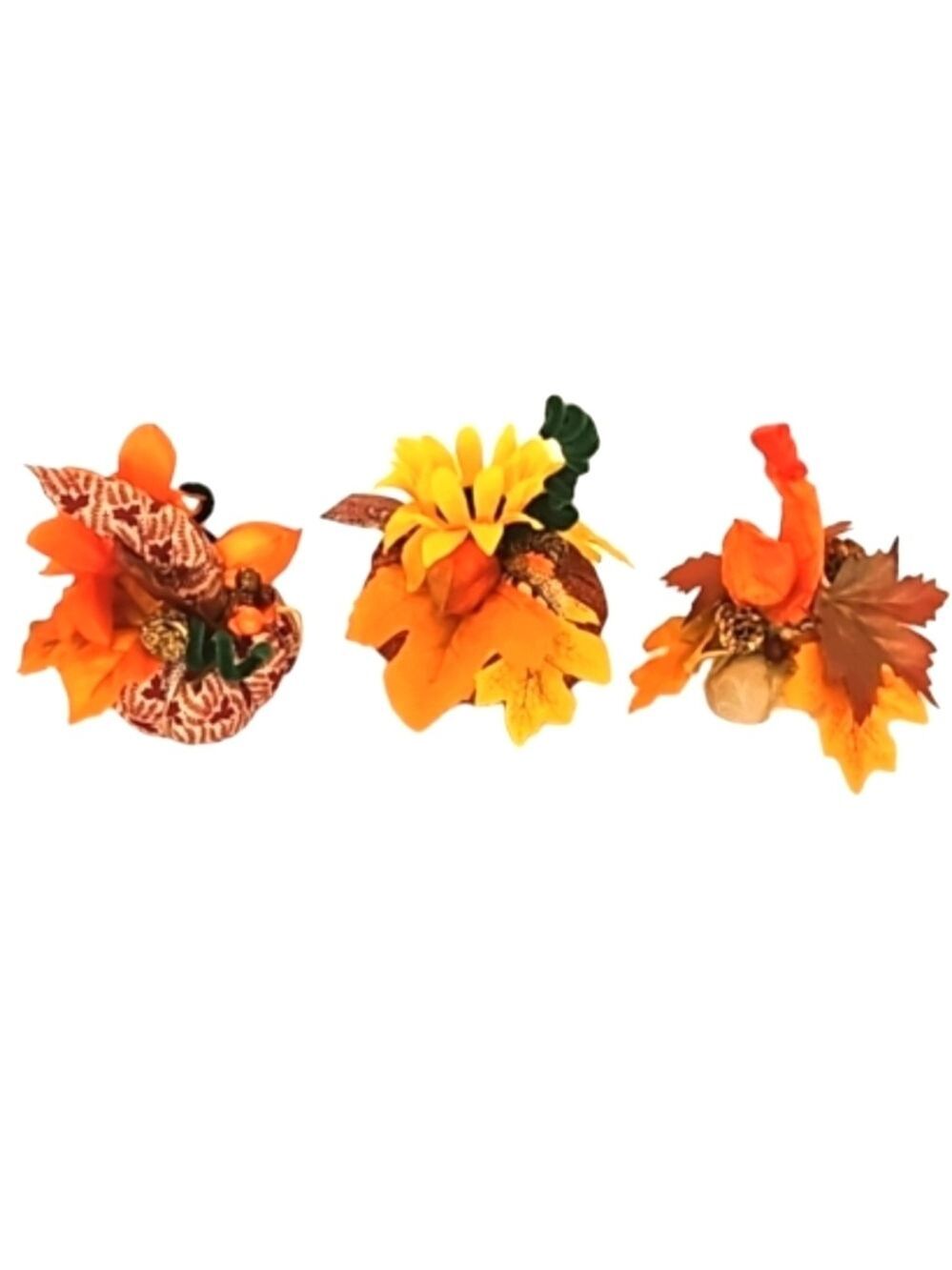Hand Crafted farmhouse fabric pumpkin set of 3 holiday decor handmade fall decor